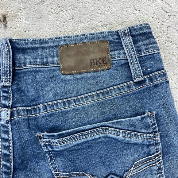 BKE Jake Straight Jeans Mens 32x34 Blue Medium Wash Stretch Denim Distressed - Picture 13 of 16